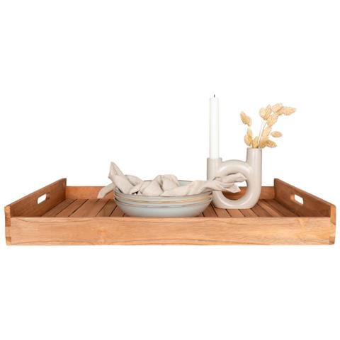 Vassoio In Teak Naturale Faro — 58x38 Cm Con Manici Integrati - Foto 2