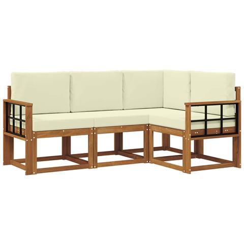 Set di divani da esterno con cuscino 4 pcs Naturale e Crema - Foto 1