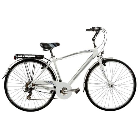 Bici Da Uomo City Bike Telaio In Alluminio Bicicletta Misura 28 Linea Ego Cambio 6v Ego6v Completa Di Accessori E Luci A Led - 52 Bianco Blu - Foto 1