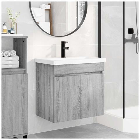 Mobile bagno con rubinetto Sonoma grigio 61 x 40 x 74,5 cm - Foto 2