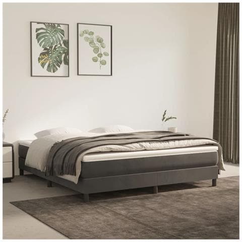 Materasso a Molle Insacchettate Rigidità Media Grigio Scuro 152x203x20 cm Queen in Velluto - Foto 2