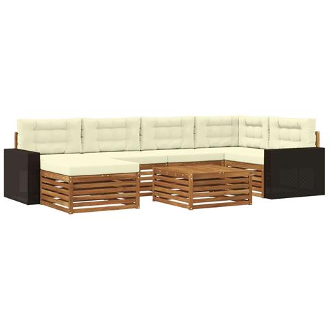 Set di divani da esterno con cuscino 7 pcs Naturale e Crema - Foto 1