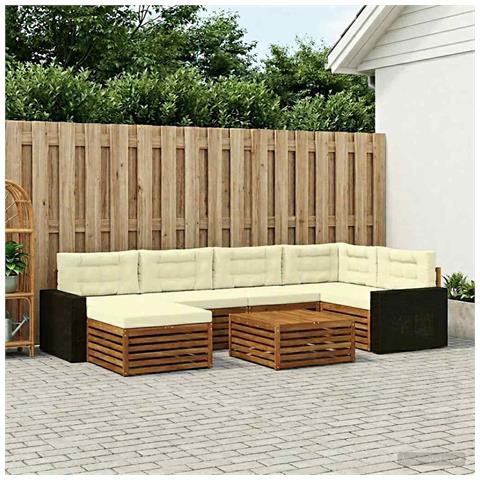 Set di divani da esterno con cuscino 7 pcs Naturale e Crema - Foto 2