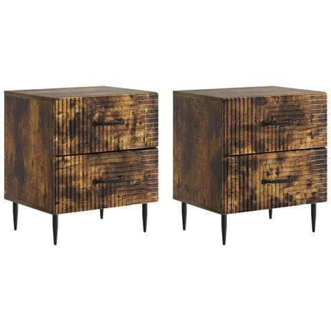Armadio da Notte 2 pcs Rovere Fumo 43 x 34,5 x 47,5 cm - Foto 1