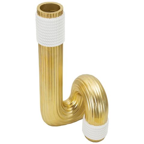 Vaso Bann Big Bianco E Oro In Resina 15,3x30,5 Cm - Foto 2