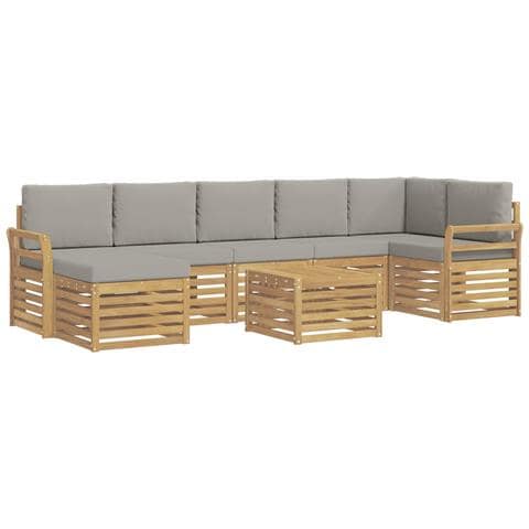 Set di divani da esterno 8 pcs Bianco e Grigio Chiaro - Foto 1
