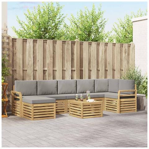 Set di divani da esterno 8 pcs Bianco e Grigio Chiaro - Foto 2