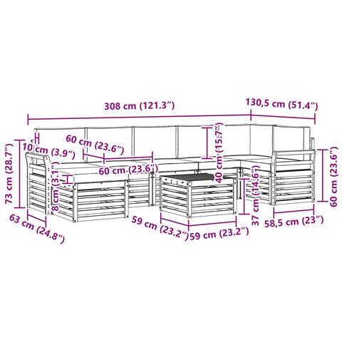 Set di divani da esterno 8 pcs Bianco e Grigio Chiaro - Foto 9