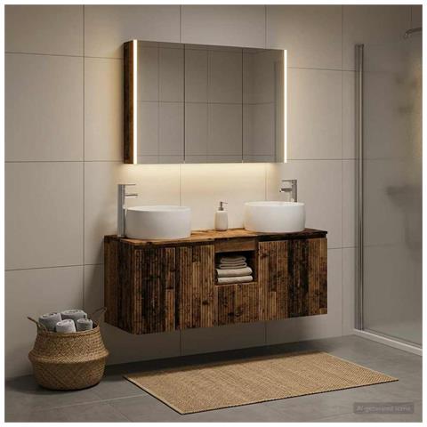 Set di Armadi da Bagno 4 pcs Legno antico Legno ingegnerizzato - Foto 2
