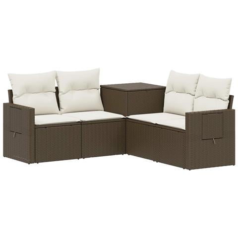 Set di divani 5 pz Marrone e Bianco Crema - Foto 1