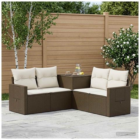 Set di divani 5 pz Marrone e Bianco Crema - Foto 10
