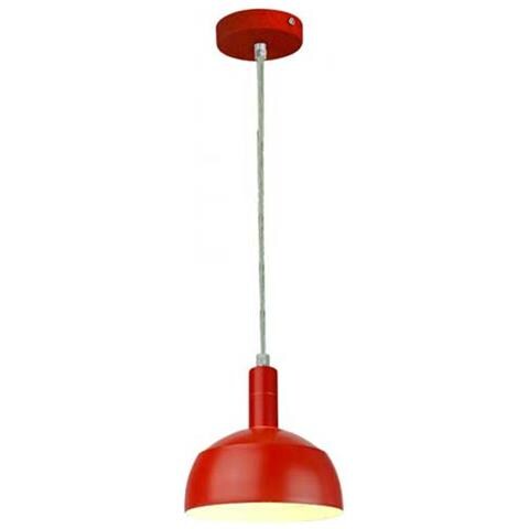 Lampadario Pendente Moderno 1mt E14 Plastica + Alluminio Ø180mm Vt-7100 - Sku 3924 Rosso - Foto 1