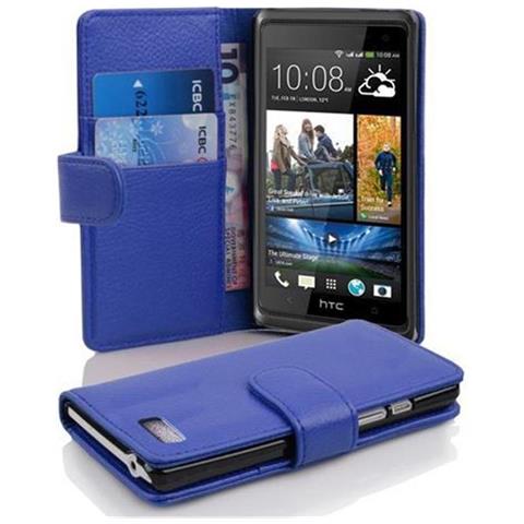 Custodia Compatibile Con Htc Desire 600 In Blu Reale - Coperchio Protettivo In Ecopelle Testurizzata E Tasca Per Carte Di Credito - Foto 1