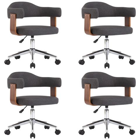 Sedie da Pranzo Girevoli 4 pz Legno Curvato e Tessuto Grigio - Foto 1