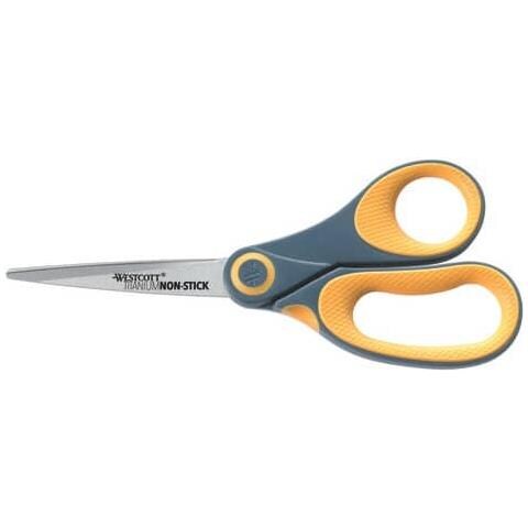 Forbici Softgrip Titanium Non Stick Lame Asimmetriche Arrotondate Grigio / giallo 20,4 Cm - E-33681 00 - Foto 1