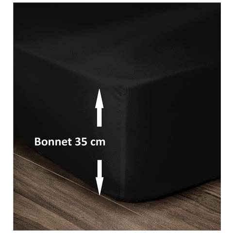 Lenzuolo Con Angoli 100% Cotone 160x200cm - Berretto 35cm - Nero - Foto 3