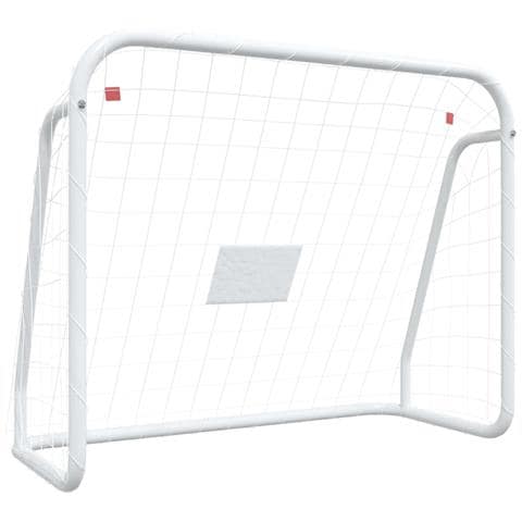 Porta da Calcio con Rete Bianca 125x96x60 cm Acciaio Poliestere - Foto 1