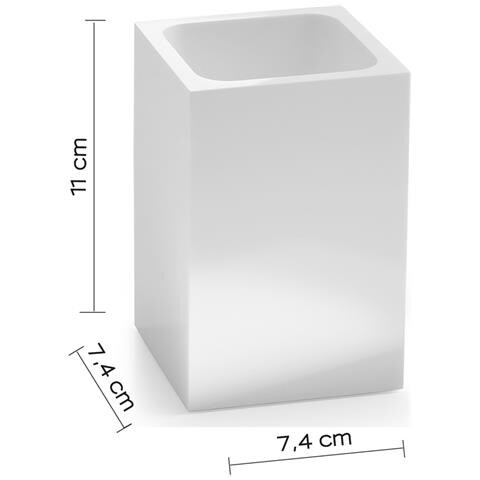 Portaspazzolini D'appoggio In Resina E Sabbia Sf98 Gedy Serie Sofia Bianco Lucido - Foto 2