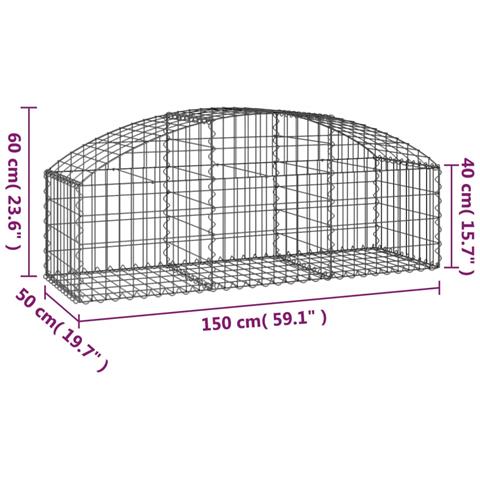 Cesto Gabbione Ad Arco 150x50x40/60 Cm Ferro Zincato - Foto 4