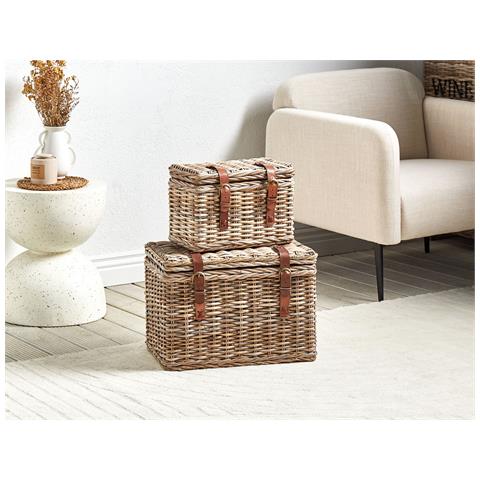 Set Di 2 Cestini Irbid Rattan Naturale - Foto 1