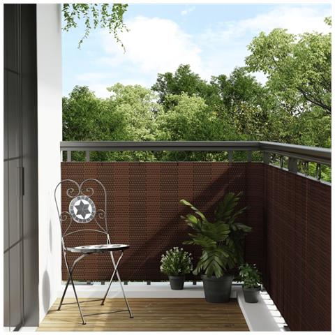 Paravento Da Balcone Marrone E Nero 400x80 Cm In Polyrattan - Foto 2