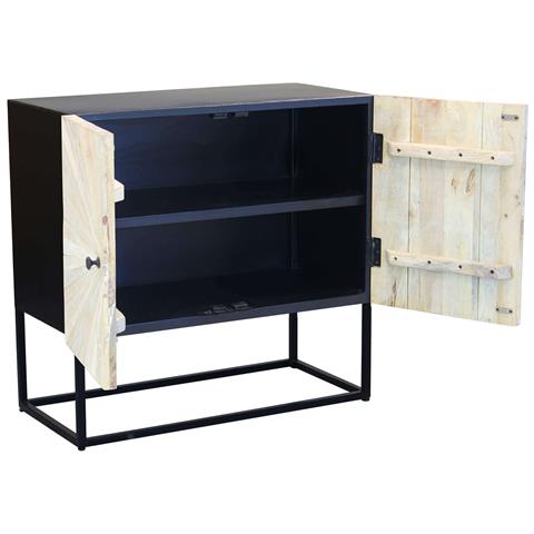 Mobile Credenza Madia Piccola Da Interno Soggiorno Camera Da Letto In Legno Di Mango Con Struttura In Metallo Linea Elegance - Foto 2