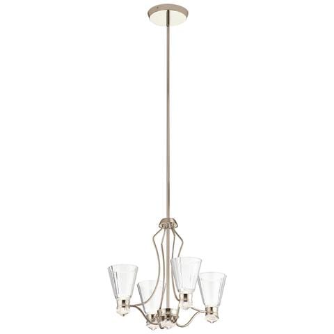 Lampadario Classico Kayva Acciaio Nichel Lucido Vetro Led 24w 3000k 1625lm - Foto 1