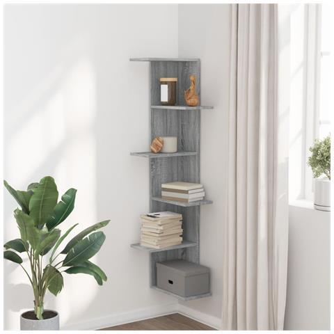 Scaffale Angolare Muro Grigio Sonoma 36,5x36,5x140 Cm Legno - Foto 3
