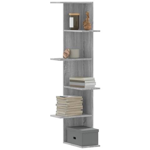 Scaffale Angolare Muro Grigio Sonoma 36,5x36,5x140 Cm Legno - Foto 1