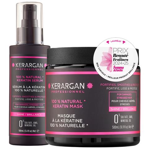 Duo Maschera E Siero Alla Cheratina Per Capelli Danneggiati E Stressati - Fortifica, Nutre E Protegge - Senza Solfati, Ogm, Oli Minerali - 500ml + 100ml - Foto 1