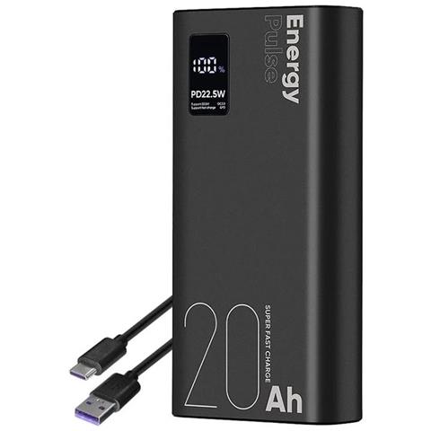 Powerbank 20000mah Energypulse Usb-a/usb-c Pd 22,5w Con Display Digitale, Nero - Foto 1