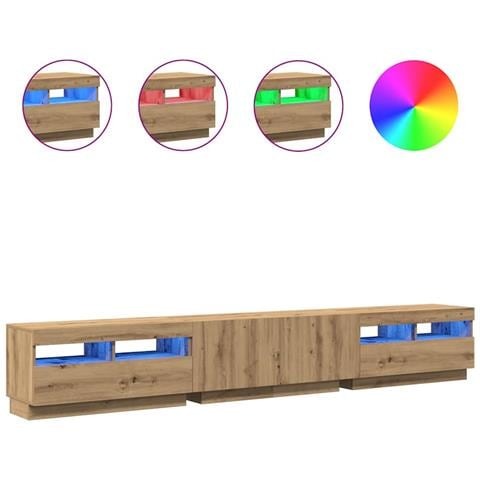 Mobile Porta TV con LED Artigianale 260x35x40 cm Multistrato - Foto 1