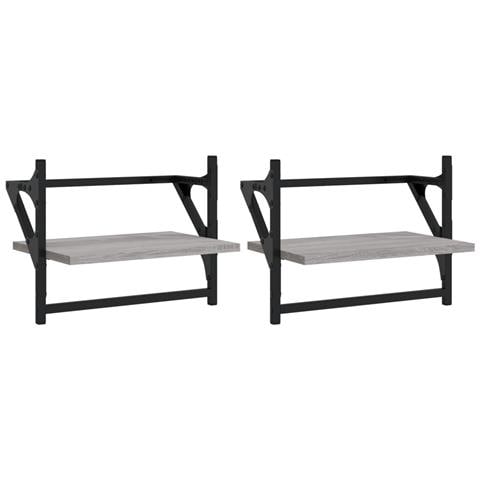 Mensole A Parete Con Aste 2pz Grigio Sonoma 40x25x30 Cm - Foto 2