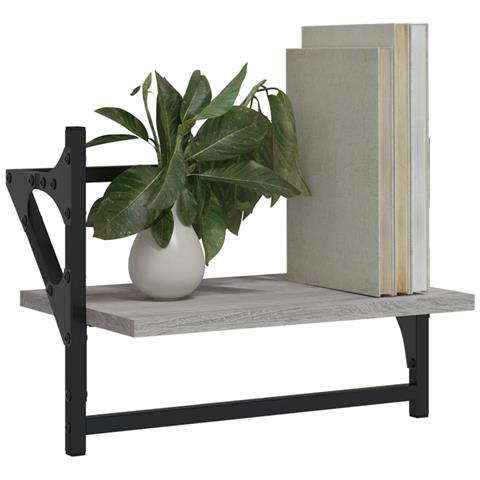 Mensole A Parete Con Aste 2pz Grigio Sonoma 40x25x30 Cm - Foto 3