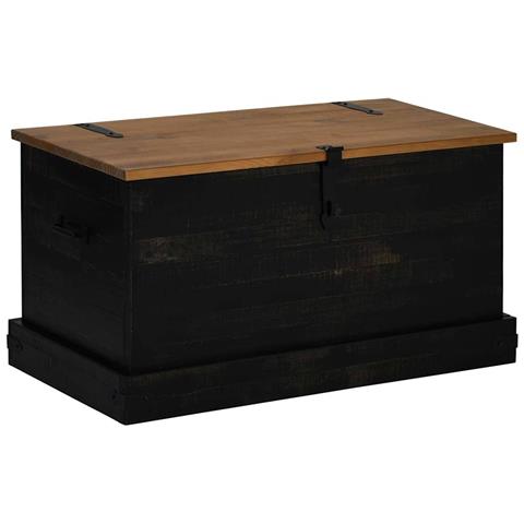 Cassapanca Halden Nero 91x48x47 Cm In Legno Massello Di Pino - Foto 2