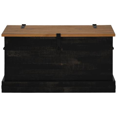 Cassapanca Halden Nero 91x48x47 Cm In Legno Massello Di Pino - Foto 3