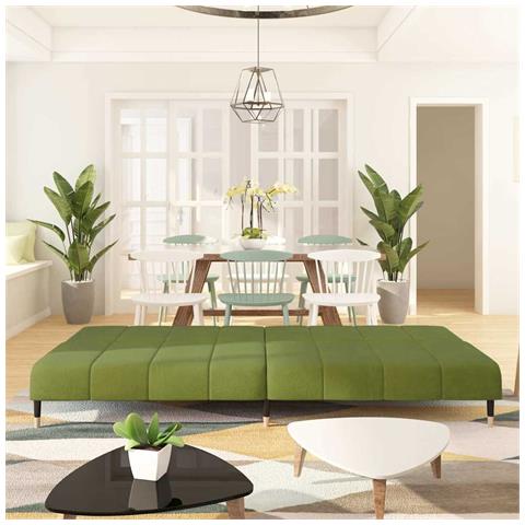 Divano Letto A 2 Posti Verde Chiaro In Velluto - Foto 3