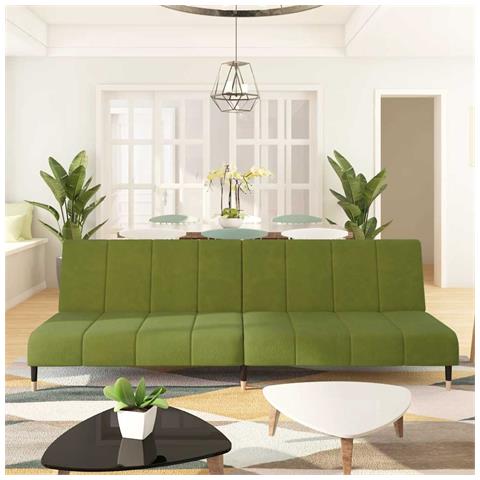 Divano Letto A 2 Posti Verde Chiaro In Velluto - Foto 1