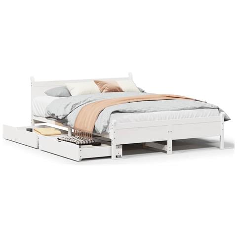Letto senza Materasso Bianco 120x190 cm Legno Massello di Pino - Foto 1