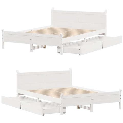 Letto senza Materasso Bianco 120x190 cm Legno Massello di Pino - Foto 10