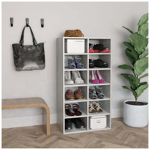 Lusso Casadino -  Scarpiera Grigio Cemento 54x34x100,5 Cm In Legno Multistrato - Foto 6