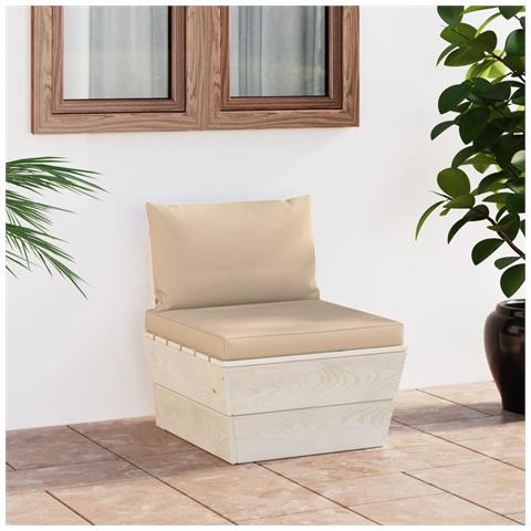 Divano Centrale Da Giardino Su Pallet E Cuscini Legno Di Abete - Foto 7