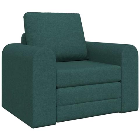 Divano Letto a Pavimento 2-in-1 Verde Scuro 98x71x83 cm Tessuto - Foto 1