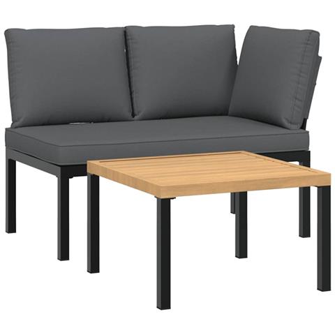 Set Divani da Giardino 2 pz con Cuscini in Alluminio Nero - Foto 1