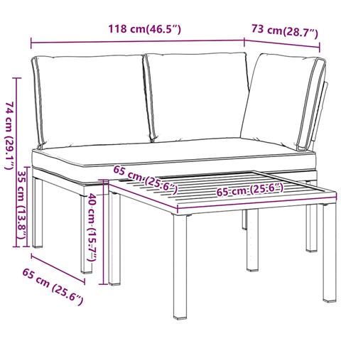 Set Divani da Giardino 2 pz con Cuscini in Alluminio Nero - Foto 7