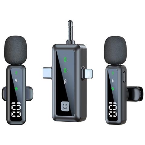 Microfono Lavalier Wireless Tc Doppio Microfono A Risvolto - Display Digitale, Interfaccia Type-c - Foto 1