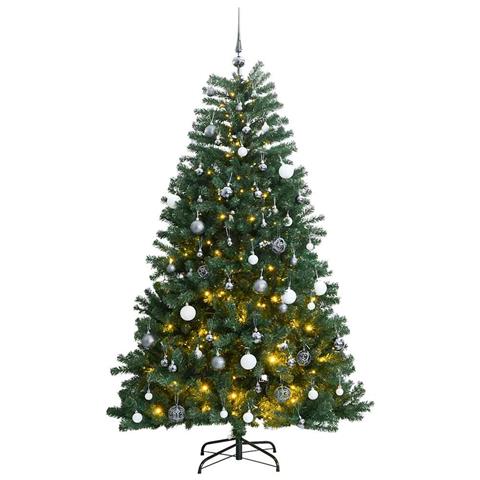 Albero Natale Incernierato con 300 LED e Palline 180 cm - Foto 1