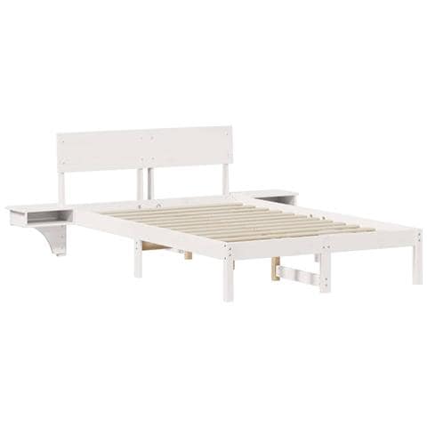 Rete letto con comodini Bianco Legno di pino massello - Foto 1