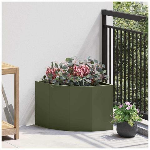 Vaso d'angolo Oliver verde 45 x 45 x 35 cm Acciaio - Foto 2