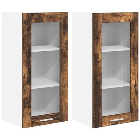 Armadio pensile Riga 2 pcs Rovere fumé 40 x 31 x 80 cm - Foto 1